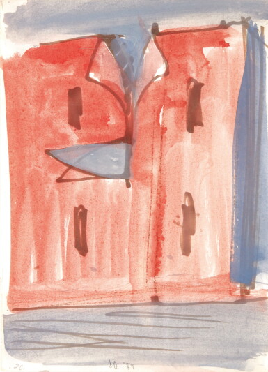 View full screen - View 1 of Lot 468. CLAES OLDENBURG | KNIFE BLADE SLICING A HOUSEFRONT.