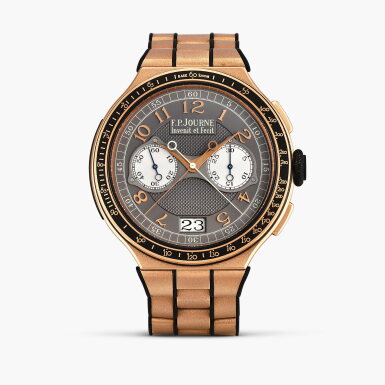 View full screen - View 1 of Lot 2115. lineSport Chronographe Rattrapante | A pink gold split seconds single button chronograph bracelet watch with date, Circa 2020.