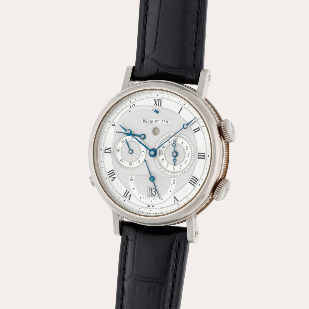 全螢幕檢視 - 查看206Le Réveil du Tsar, Reference 5707 | A white gold dual time zone wristwatch with date, alarm, power reserve and 24-hour indication | Circa 2005 的1