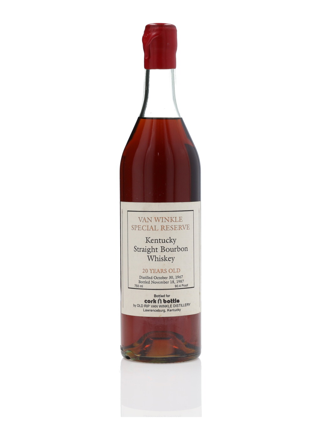 View full screen - View 1 of Lot 234. Van Winkle Special Reserve 20 Year Old Cork N Bottle 90.4 Proof 1967 (1 BT 75cl).