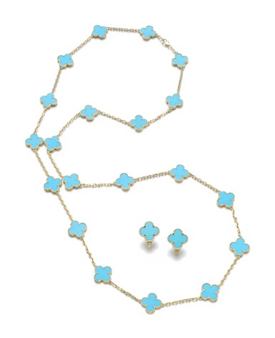 View full screen - View 1 of Lot 157. TURQUOISE DEMI-PARURE, 'ALHAMBRA' | VAN CLEEF & ARPELS.