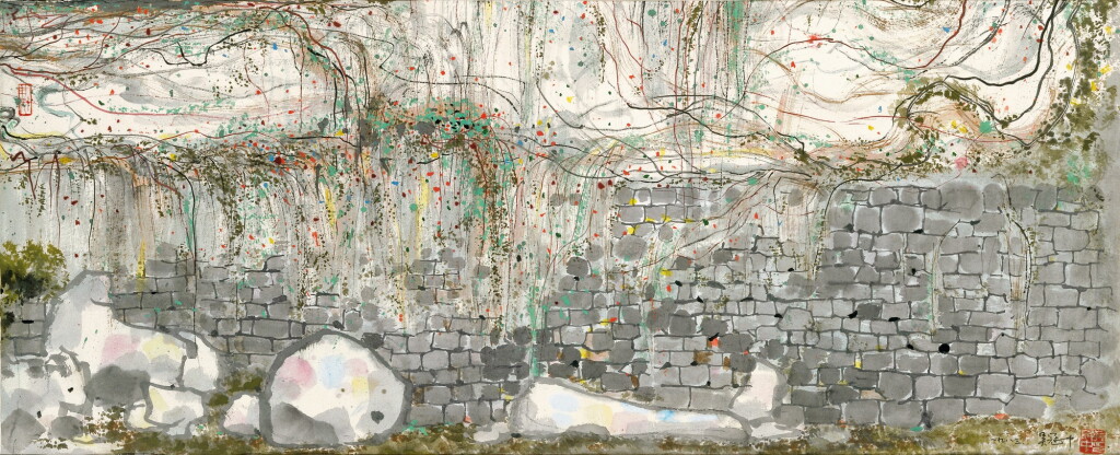 View full screen - View 1 of Lot 2622. Wu Guanzhong 吳冠中 | Climbing Vines on Wall 牆上春色.