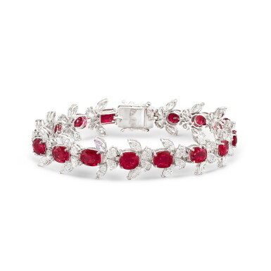 View full screen - View 1 of Lot 1788. Ruby and Diamond Bracelet | 紅寶石 及 鑽石 手鏈.