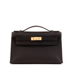 Limited Edition Black and Gris Perle Swift Verso Kelly Pochette Permabrass Hardware, 2025