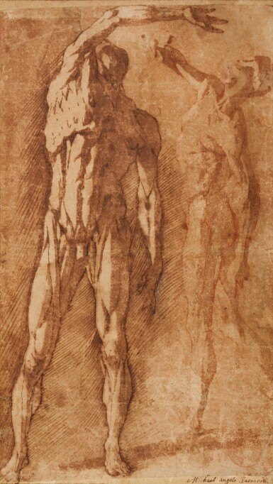 View full screen - View 1 of Lot 45. ANDREA BOSCOLI | TWO STUDIES OF A FLAYED MALE NUDE, AFTER PIETRO FRANCAVILLA.