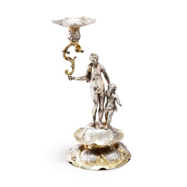 View full screen - View 1 of Lot 278. A large German parcel-gilt silver candlestick, Andreas Wickert, Augsburg, 1649-1653.