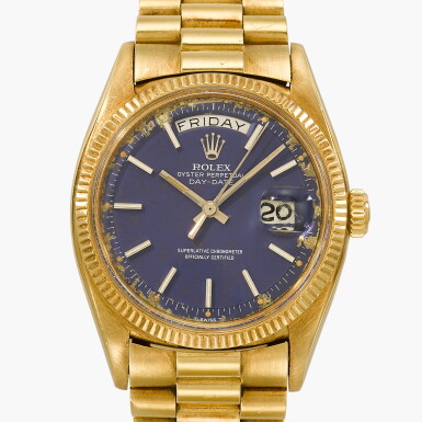 View full screen - View 1 of Lot 305. Day-Date, Reference 6611B | A yellow gold wristwatch with day, date and bracelet | Circa 1958.