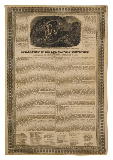 View full screen - View 1 of Lot 3. American Anti-Slavery Society | An important founding document of the American abolitionist movement.