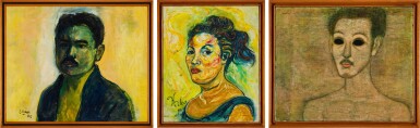 View full screen - View 1 of Lot 2068. Kartika Affandi, Zaini, Muljadi | (i) Self-Portrait of Kartika Affandi (ii) Self-Portrait of Zaini (iii) Self-Portrait (i) 卡迪卡·阿凡迪自畫像 (ii) 扎伊尼自畫像 (iii) 自畫像 .