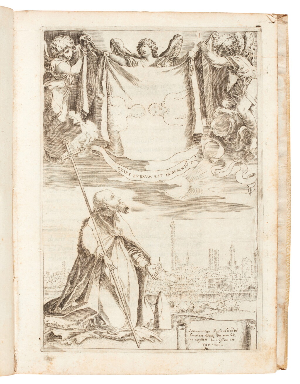 View full screen - View 1 of Lot 196. Paleotti, Esplicatione del sacro lenzuolo ove fu involto il Signore, Bologna, 1599, limp vellum.