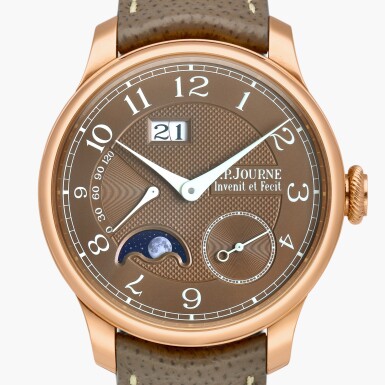 View full screen - View 1 of Lot 43. Automatic Lune Havana, Reference AL2 | A pink gold wristwatch with date display, moon phase and power reserve indication | Circa 2021.