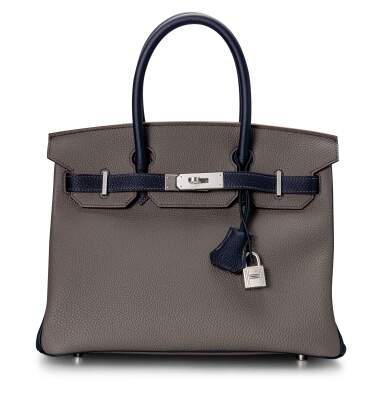 View full screen - View 1 of Lot 1868. Bleu Nuit and Gris Mouette Togo HSS Birkin 30 Brushed Palladium Hardware, 2021 | 愛馬仕 | 夜空藍及海鷗灰30公分柏金包,具愛馬仕定製馬蹄印,配霧面鍍鈀金屬件,2021年.