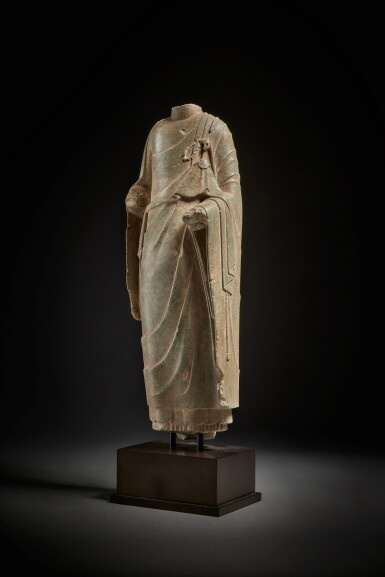 View full screen - View 1 of Lot 157. A marble torso of Buddha, Late Northern Qi / Sui dynasty.