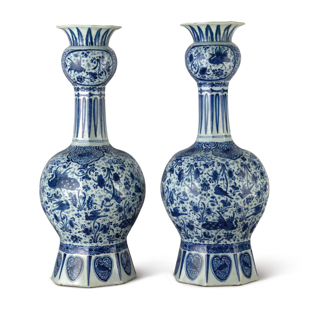 View full screen - View 1 of Lot 512. A PAIR OF DUTCH DELFT BLUE AND WHITE LARGE VASES, CIRCA 1700.