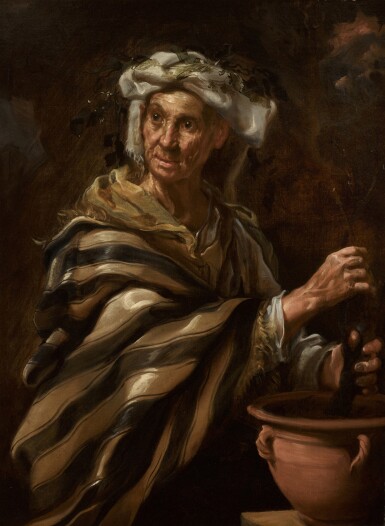 View full screen - View 1 of Lot 155. An old woman draped in a striped shawl (Allegory of the Earth).