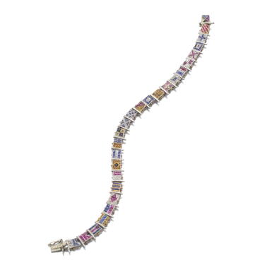 View full screen - View 1 of Lot 320. GEM SET AND DIAMOND BRACELET.