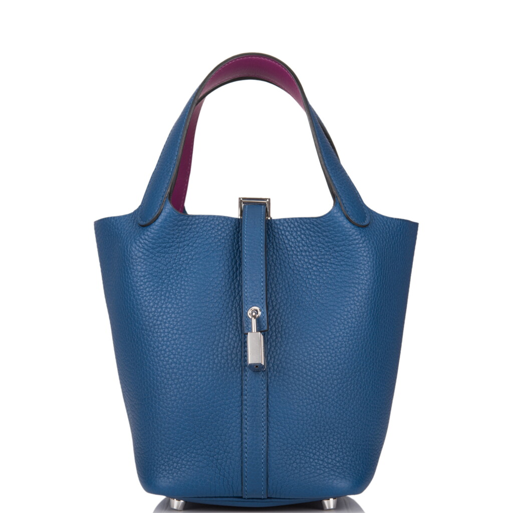 全螢幕檢視 - 查看8Hermès Deep Blue and Anemone Picotin Lock 18cm of Clemence Leather with Palladium Hardware的1