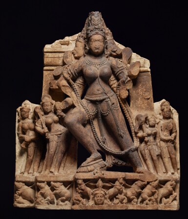 View full screen - View 1 of Lot 844. A large sandstone stele of Marici, India, Uttar Pradesh, 11th century.