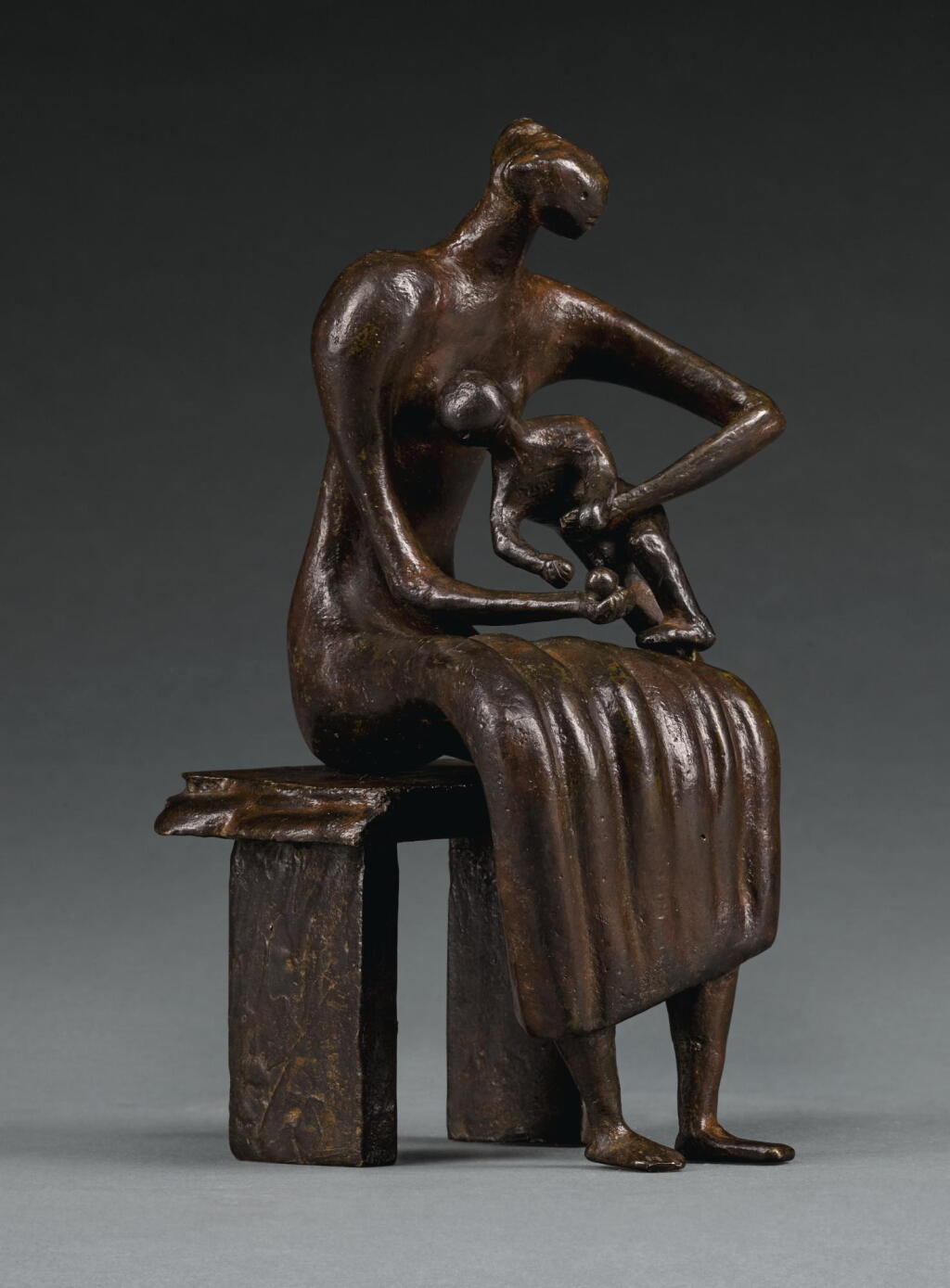 View full screen - View 1 of Lot 12. HENRY MOORE | MAQUETTE FOR MOTHER AND CHILD WITH APPLE.