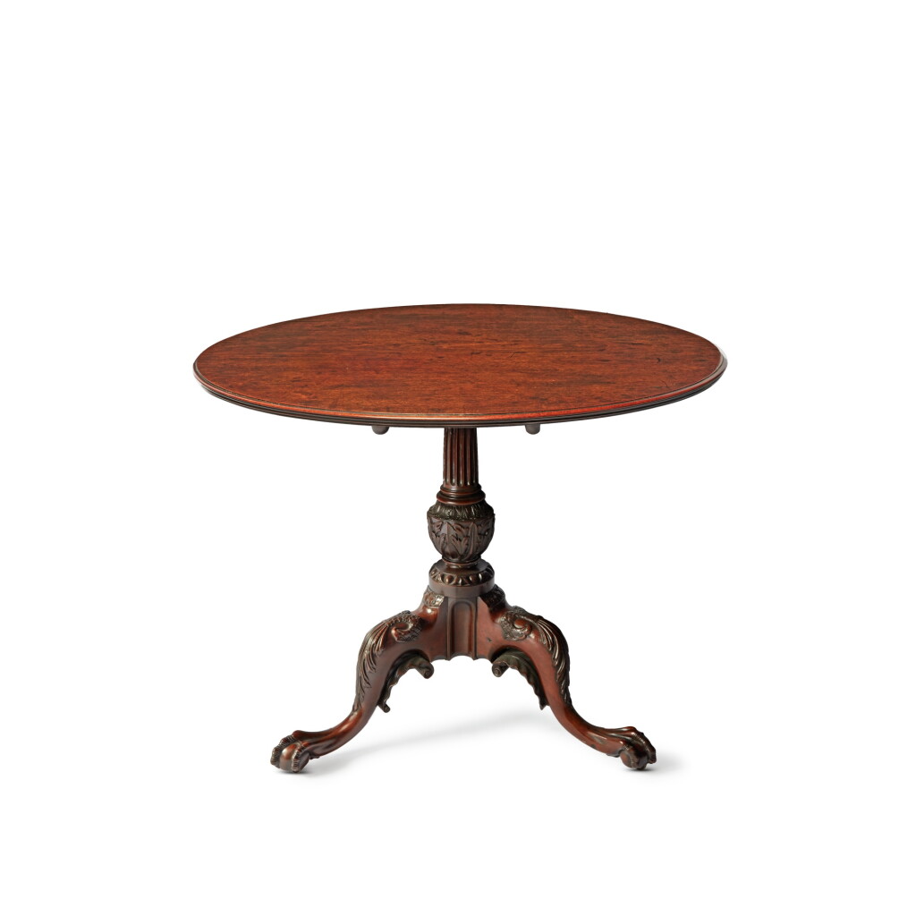 View full screen - View 1 of Lot 93. George II Carved Mahogany Tilt-Top Tripod Table, Mid-18th Century.
