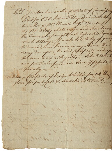 View full screen - View 1 of Lot 2117. Herkimer, Nicholas. Letter signed 29 July 1777, to Jelles Fonde, one week before the Battle of Oriskany.