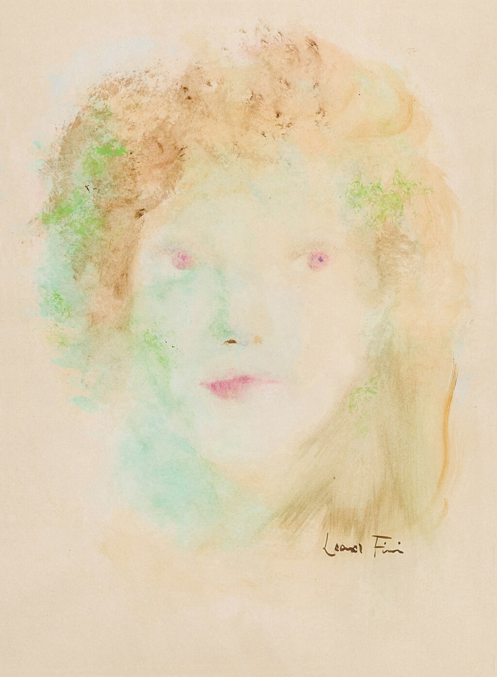 View full screen - View 1 of Lot 48. Visage bleu et vert.