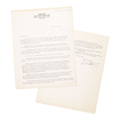 View full screen - View 1 of Lot 369. Patton, George S., Jr. | A dark and disturbing letter written by General George Patton three days before being relieved of command of the Third Army.