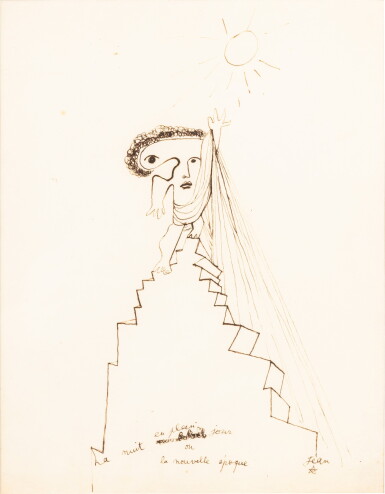 View full screen - View 1 of Lot 65. Dessin original. "La nuit en plein jour ou la nouvelle époque", 1927. Encre sur papier, signé.