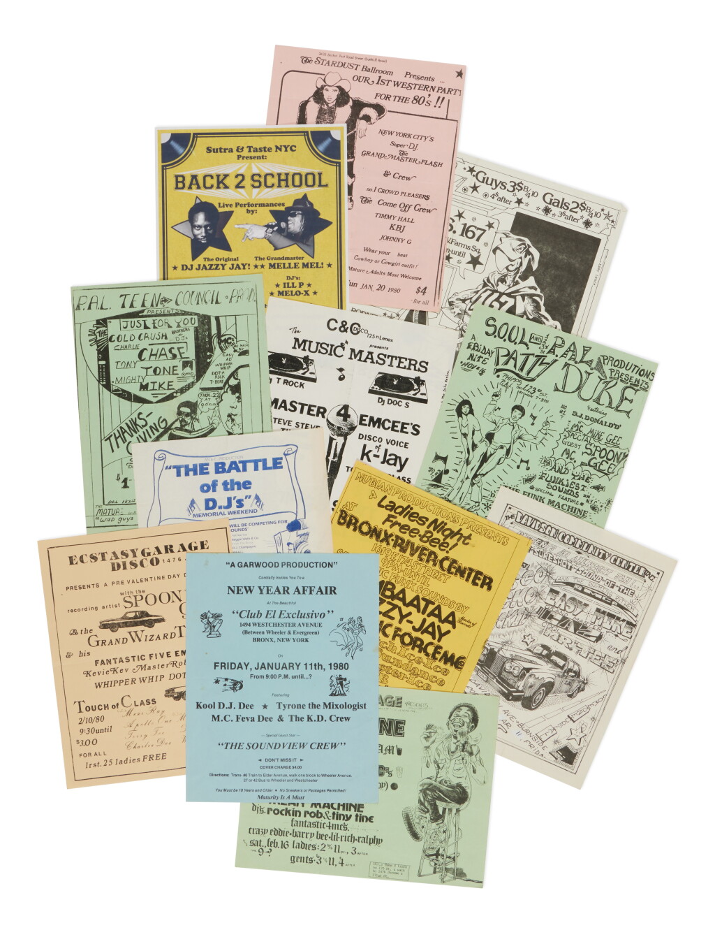 View full screen - View 1 of Lot 7. Important single-owner collection of early Hip Hop flyers from legendary DJ Jazzy Jay, late 1970s-early 1980s.