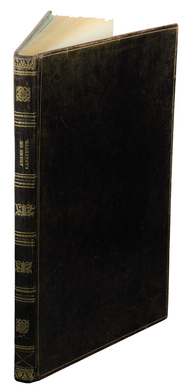 View full screen - View 1 of Lot 84. ADAMS, JOHN QUINCY | Oration on the Life and Character of Gilbert Motier de Lafayette, Delivered at the Request of Both Houses of the Congress of the United States ... On the 31st December, 1834. Washington, D.C.: Gales and Seaton, 1835.