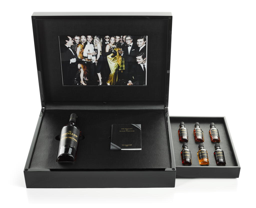 View full screen - View 1 of Lot 2629. The Macallan Mario Testino Masters Of Photography Six Pillars Yellow Print 46.6 abv NV (1 BT75, 5 BT5).