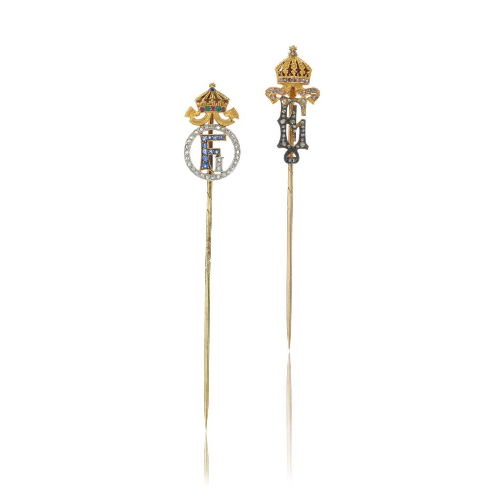 View full screen - View 1 of Lot 1040. Two presentation tie pins, early 20th century.