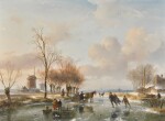 Skaters on a frozen waterway
