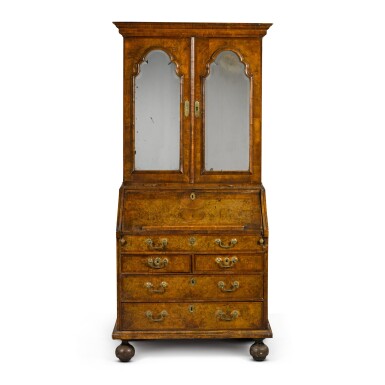 View full screen - View 1 of Lot 23. A George I chevron-banded walnut bureau cabinet, circa 1720.