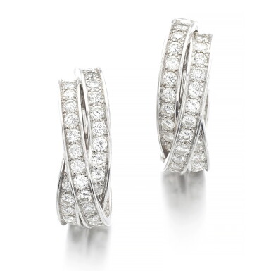 View full screen - View 1 of Lot 1091. Pair of diamond earrings .