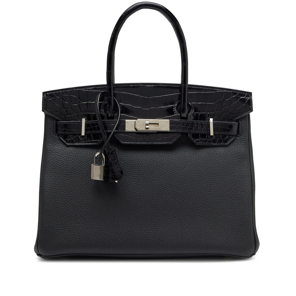 Voir en plein écran - Voir 1 du lot 61. Black Togo and Shiny Niloticus Crocodile Touch Birkin 30 Palladium Hardware, 2019.