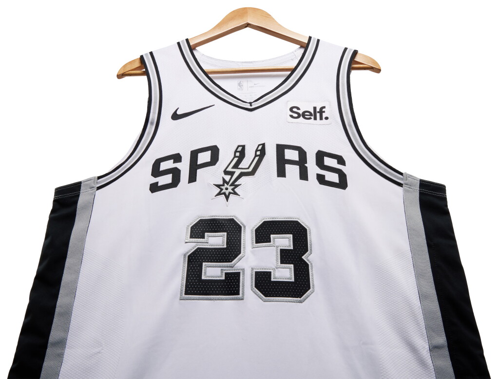 View full screen - View 1 of Lot 37. Zach Collins San Antonio Spurs 2023-2024 Kia NBA Tip-Off Game Worn Association Edition Jersey .