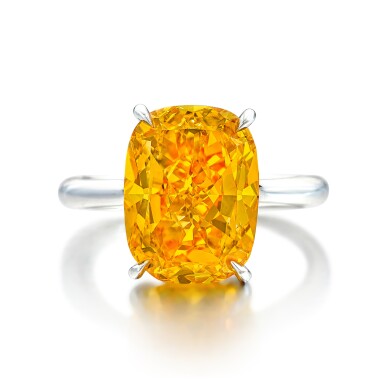 View full screen - View 1 of Lot 1773. An Extremely Rare and Extraordinary Fancy Vivid Yellowish Orange Diamond Ring | 極其珍罕及無與倫比 7.01克拉 艷彩黃橙色鑽石 戒指.