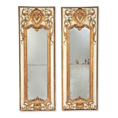 View full screen - View 1 of Lot 174. A PAIR OF LOUIS XV PARCEL-GILT AND GREY-PAINTED BOISERIE PANELS, MID-18TH CENTURY.