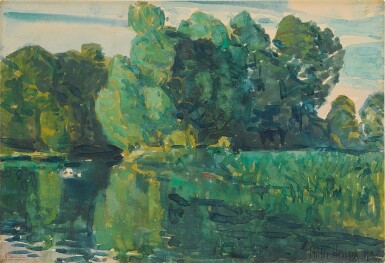 View full screen - View 1 of Lot 943. Trees by a Lake.