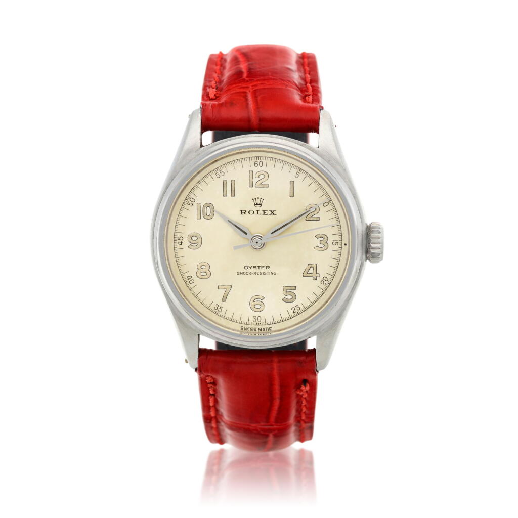 View full screen - View 1 of Lot 153. Reference 4444 Oyster A stainless steel wristwatch, Circa 1949.