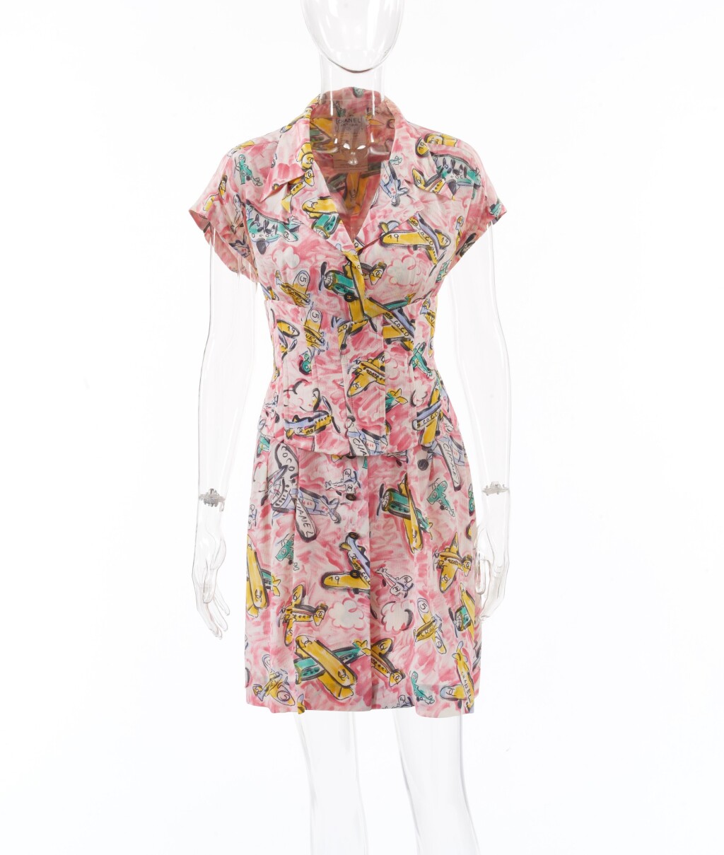 chanel shirt dress Chanel 24M rhinestone double CC striped shirt dress