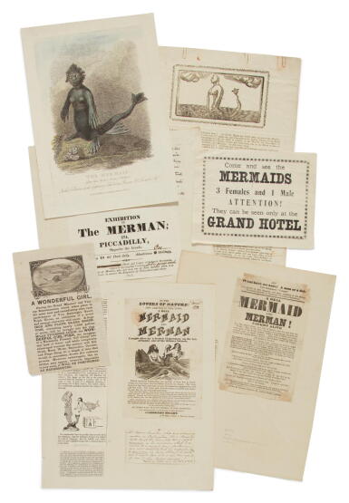 View full screen - View 1 of Lot 450. Six broadsides on Mermaids and Mermen | Six advertisements for assorted mermaid attractions.