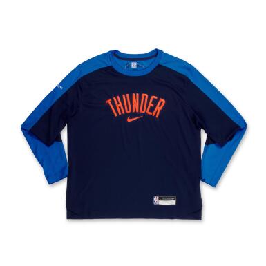 View full screen - View 1 of Lot 57. Cason Wallace Oklahoma City Thunder 2025 NBA Finals Game Issued Warmup Top | ‘Championship Run’.