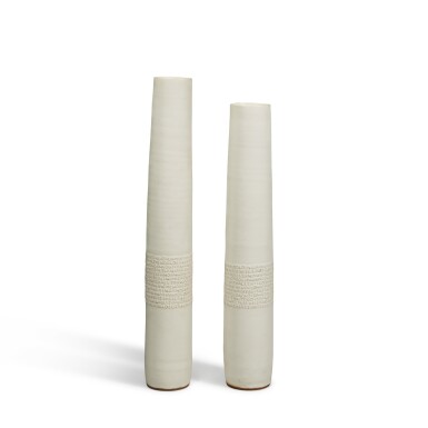View full screen - View 1 of Lot 714. Two 'Poem' Cylinder Vases.