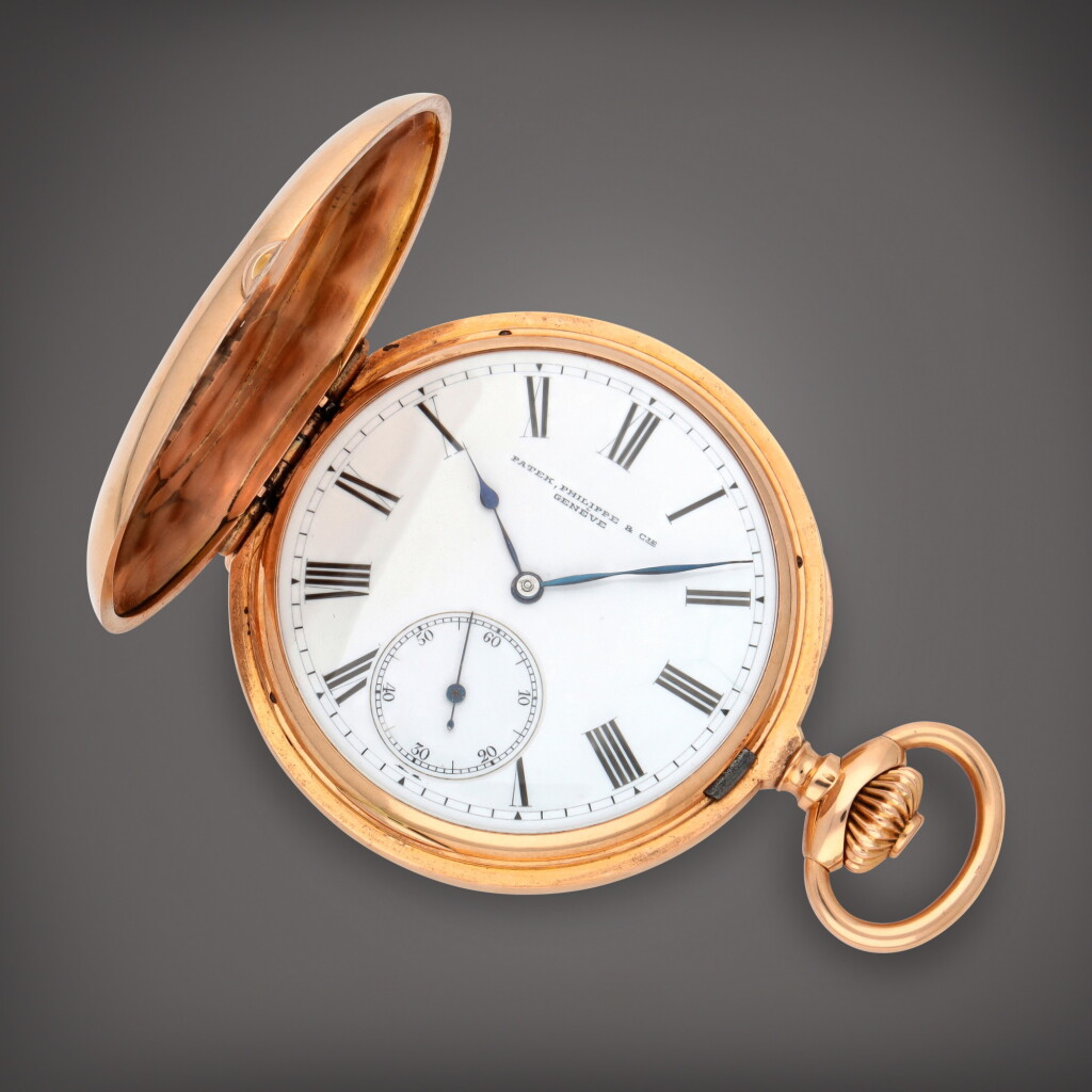 View full screen - View 1 of Lot 356. A pink gold hunting-cased watch with lever escapement | Circa 1897.