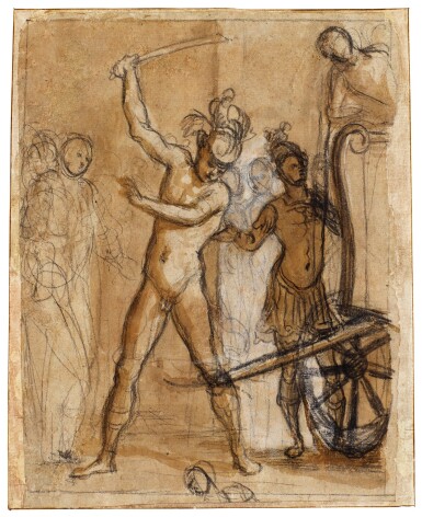 View full screen - View 1 of Lot 31. CRISTOFANO ALLORI | ALEXANDER THE GREAT CUTTING THE GORDIAN KNOT.