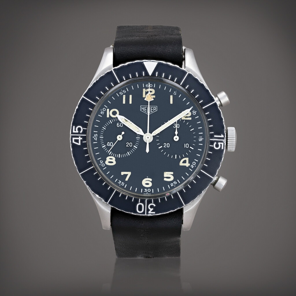 View full screen - View 1 of Lot 449. Bundeswehr 'T-only', reference 1550 SG Montre bracelet chronographe flyback en acier | Stainless steel flyback chronograph wristwatch Vers 1970 | Circa 1970.