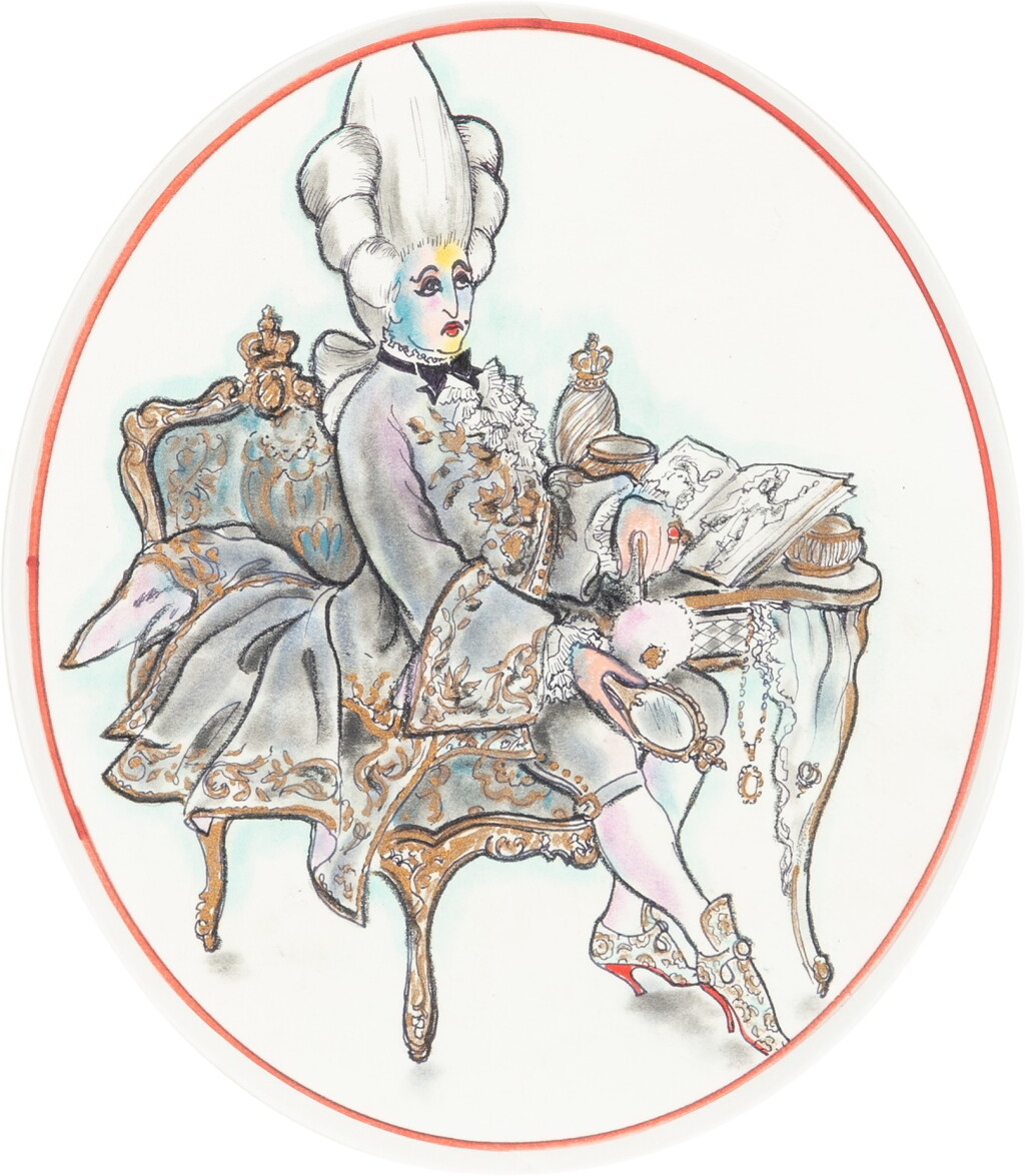 View full screen - View 1 of Lot 165. Two illustration drawings for "The Emperor’s New Clothes" by Andersen, circa 1990.
