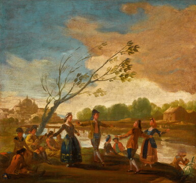 View full screen - View 1 of Lot 27. A Dance on a bank of the River Manzanares (Un baile a orilla del Río Manzanares) 《曼薩納雷斯河畔舞會》.